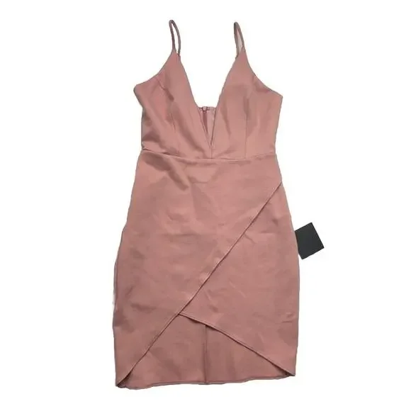 Lulus Mini Dress Size Small Dare to Take the Plunge Dusty Pink Tulip - Picture 3 of 11